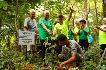 Turma da Melhor Idade e Projeto de Ginástica da Prefeitura de Goianá visitam reserva ecológica e realizam plantio de árvores